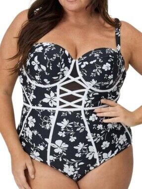 Torrid Slim Fix Underwire One Piece Swimsuit Size 3XL D/DD NWT
